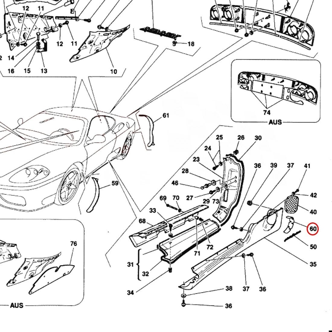 Ferrari 360 Air Intake Adhesive Track Clearer PPF - 66076100